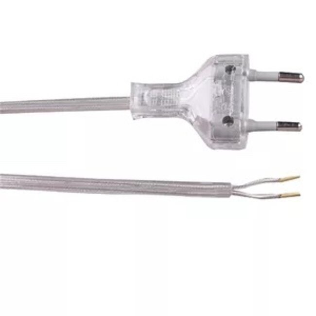 R&M Line Aansluitsnoer 2 meters 2x0.75mm transparant + eurostekker