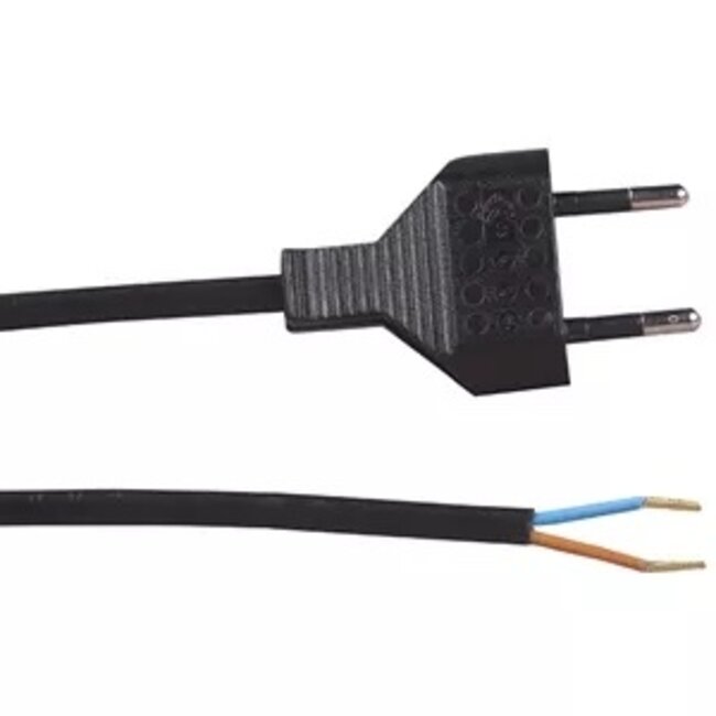 R&M Line Connection cable 2M 2x0.75mm black + euro plug