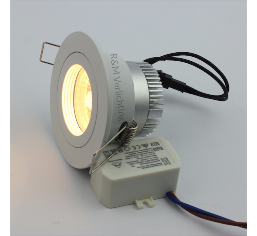 Dim to warm LED inbouwspot wit 6W IP65 3000-1800 kelvin extra warm