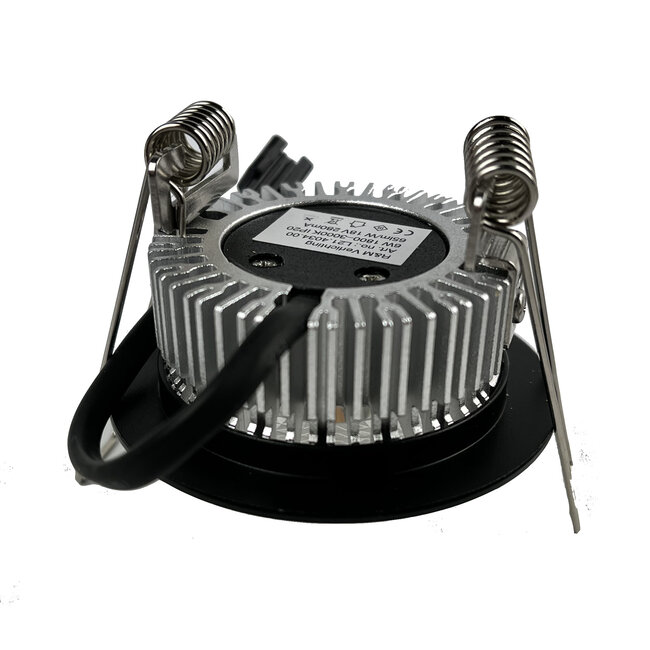 R&M Line LED inbouwspot HUM2060 zwart 6w 1800-3000k dim-to-warm