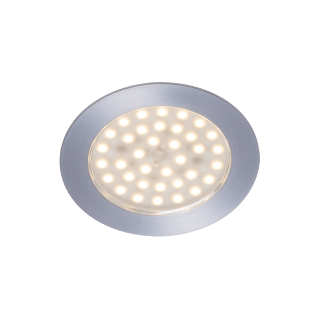 R&M Line LED inbouwspot plat alu 12V DC 3W 3000K warm wit 200cm + AMP