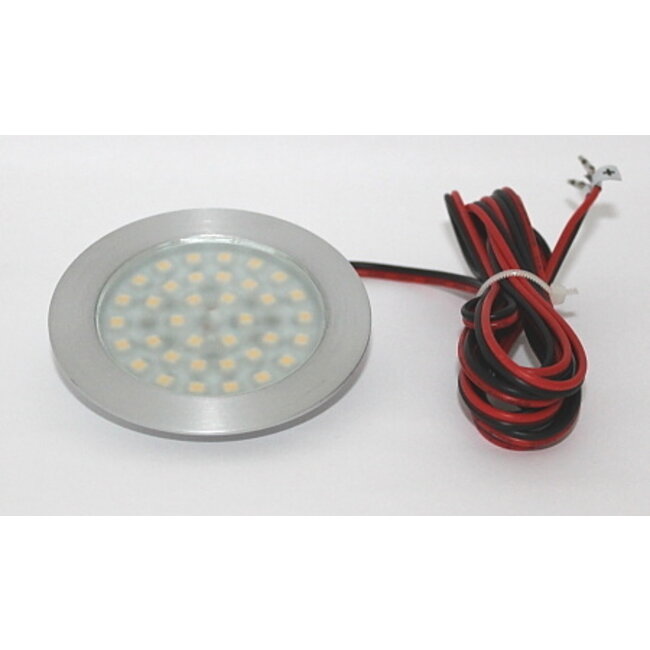 R&M Line LED inbouwspot plat alu 12V DC 3W 3000K warm wit 200cm + AMP