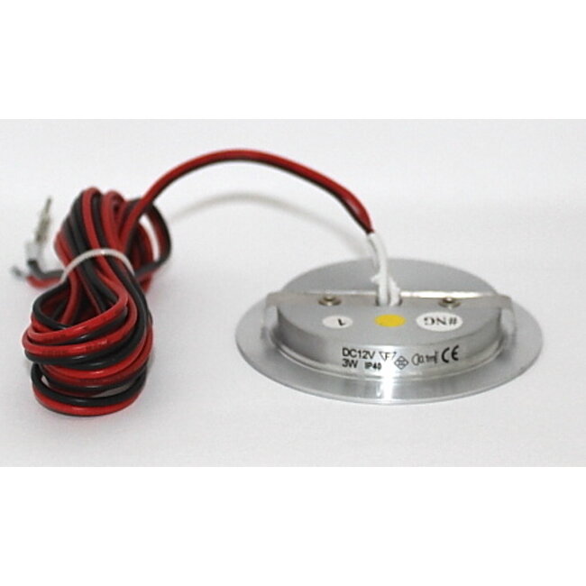 R&M Line LED inbouwspot plat alu 12V DC 3W 3000K warm wit 200cm + AMP