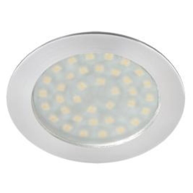 R&M Line LED inbouwspot plat alu 12V DC 3W 3000K warm wit 200cm + AMP