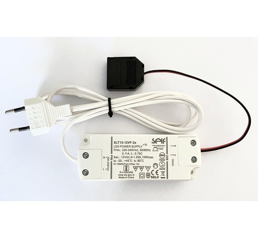 LED driver 12v DC 1-15 watt IP44 met 3 aansluitingen