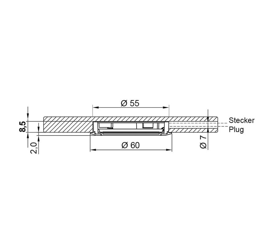 LED inbouwspot 500mA 3Watt LD 8001 AL-F55 alu