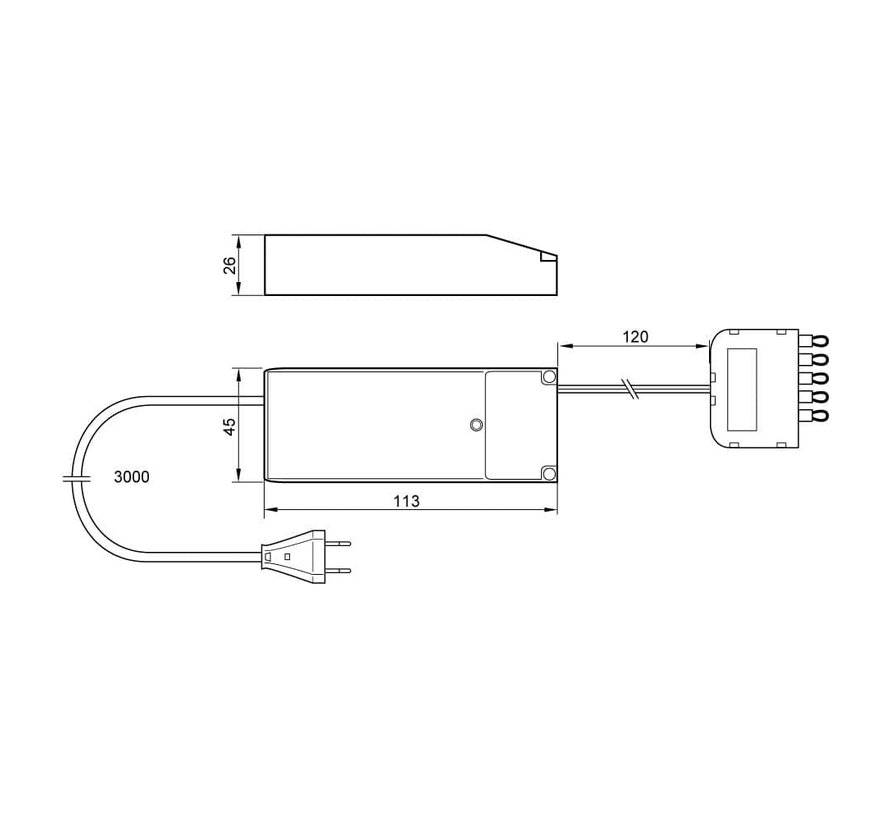 LED driver set met verdeler 6V cc 500ma 18Watt  dimbaar