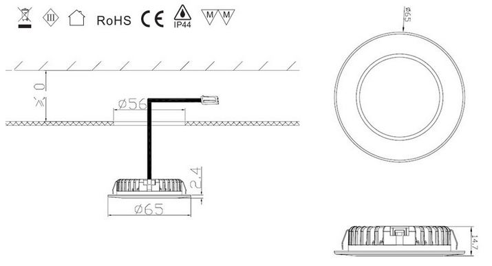 JungesLicht- 4x LED Möbel Einbaustrahler - für 55-60mm