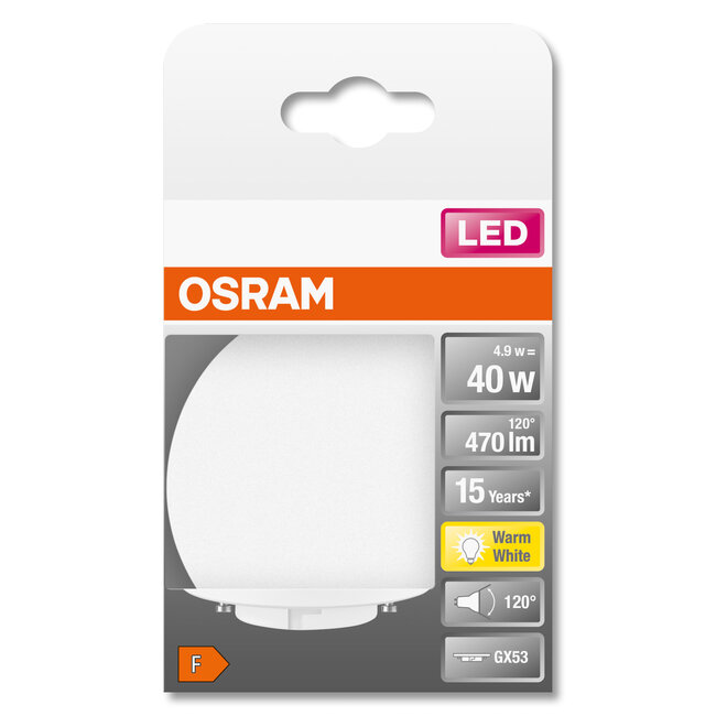 Ledvance /Osram  GX53 LED 4,9W 230v 2700k Warm wit, 470Lm niet dimbaar