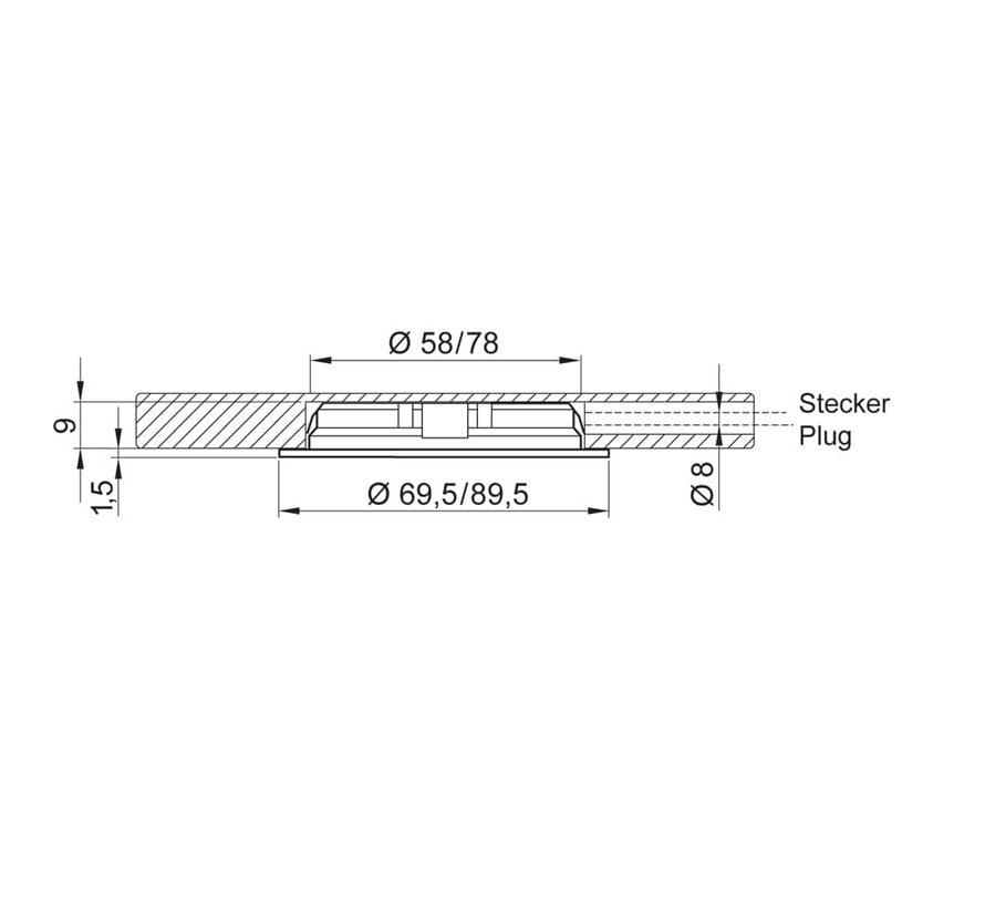 Large LED furniture spot LD8001 AL-S78 LED  12V 4,2 Watt