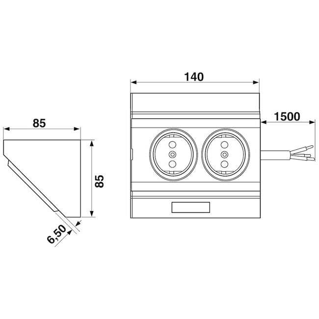 ELEKTRA GmbH Switch with socket for corner mounting alu