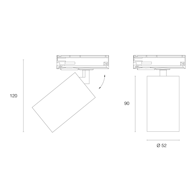 R&M Line Galex Mini Two LED railspot 230V 8W  dim
