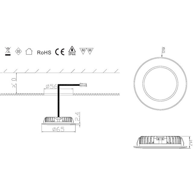 R&M Line Set van 2 meubelspot zwart 2,9watt LED 2700k