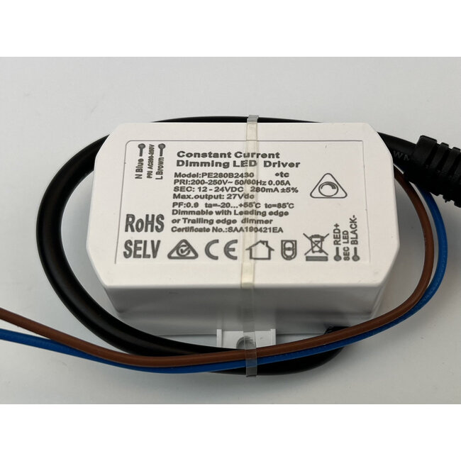 R&M Line Dimmable LED driver 6.5 Watt 12-24 volt 280mA