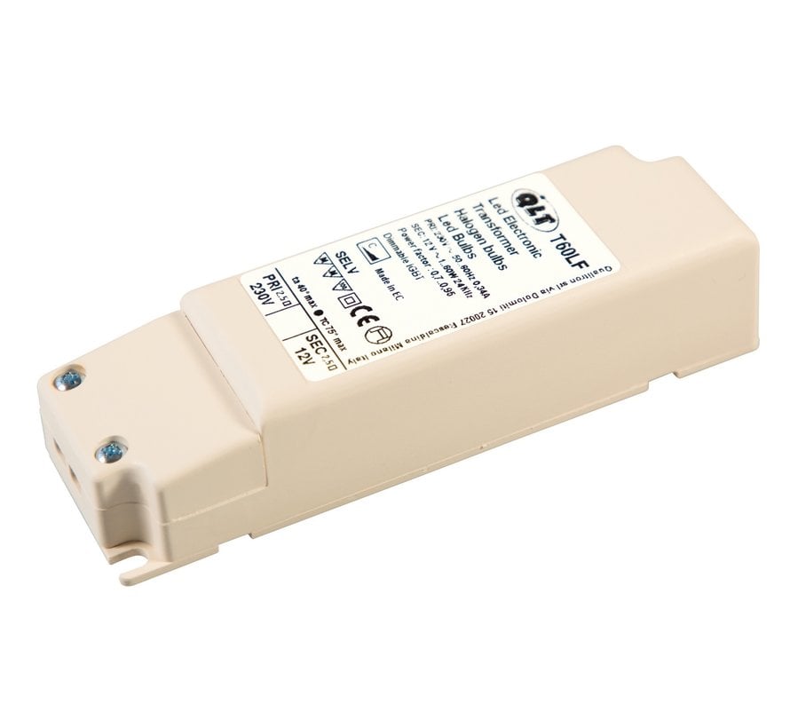 Dimmable transformer 12V AC 60 Watt for LED and halogen