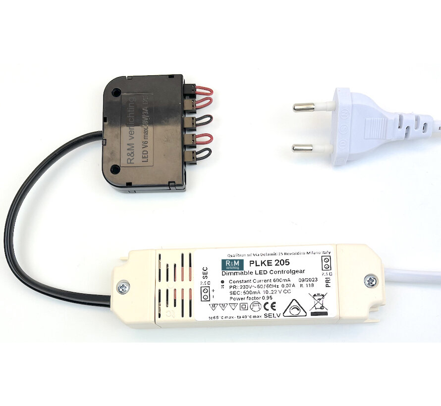 LED driver set met verdeler CC 500ma 11Watt  dimbaar