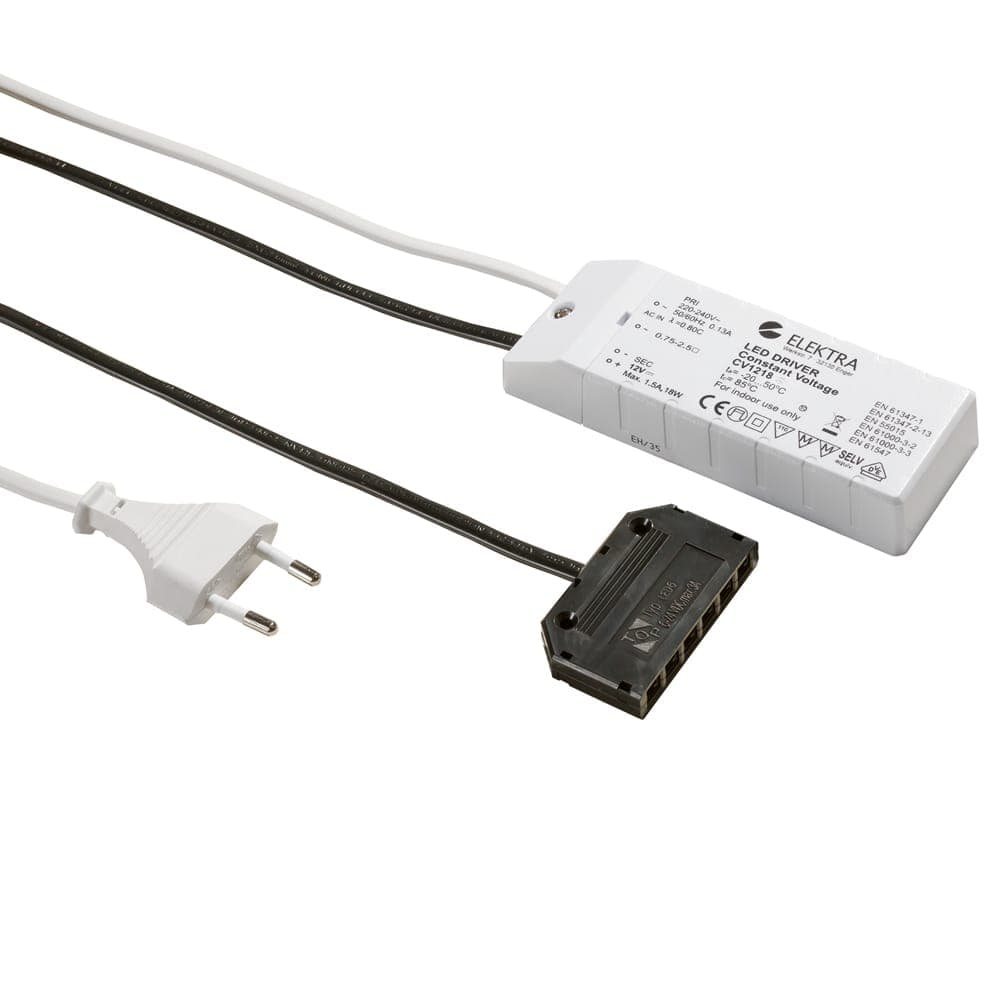 LED voeding set 12Volt met verdeler 6Voudig 18Watt - R&M Verlichting