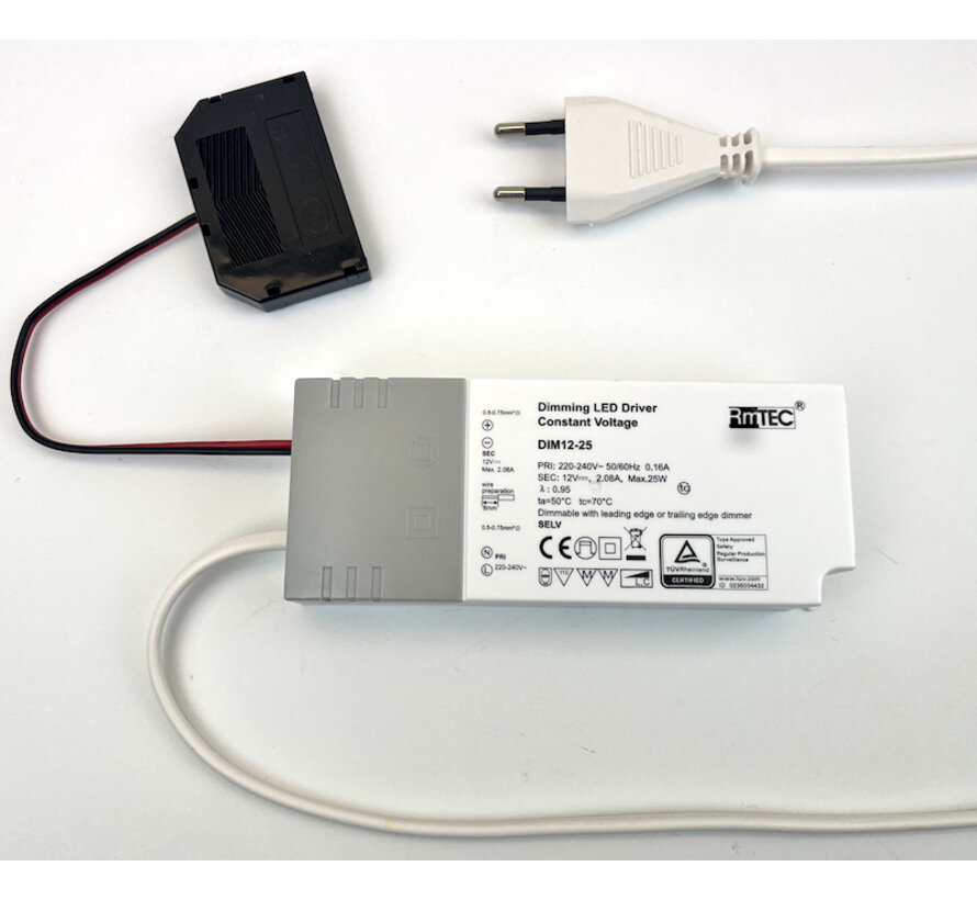 LED driver set met verdeler12Volt DC CV 25Watt  dimbaar