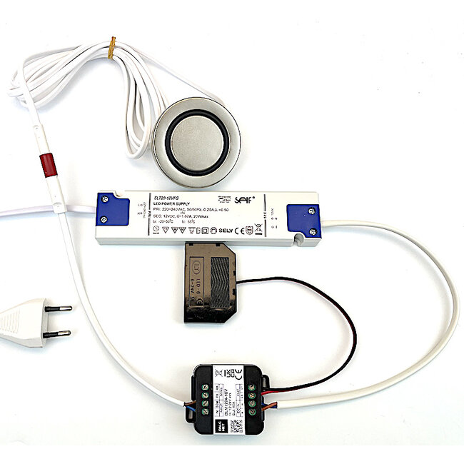 R&M Line Dimmable connection set 12 Volt DC 18Watt with push button