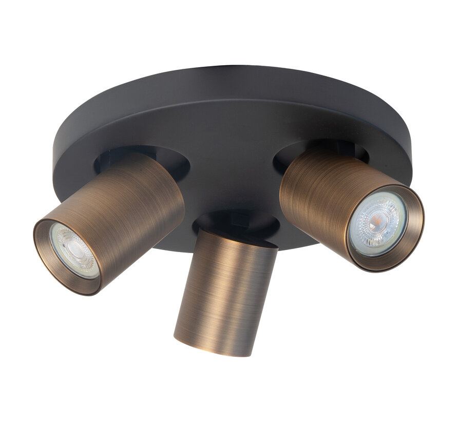 Spotlight Oliver bronze  3-light round GU10 LED IP20