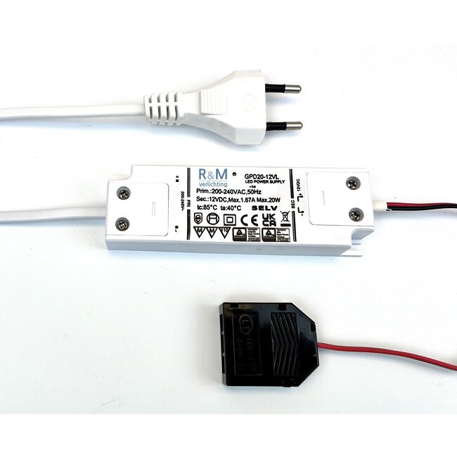 R&M Line LED driver 12v DC 1-20 watt IP44 met 3 aansluitingen