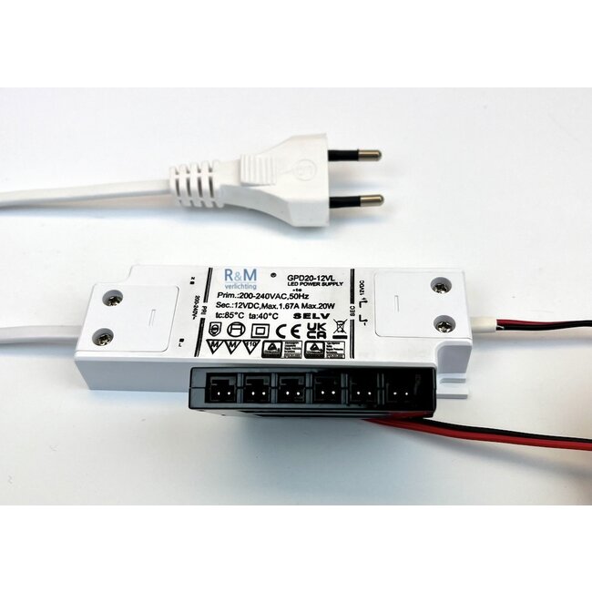 R&M Line LED driver 12v DC 1-20 Watt met 6 aansluitingen