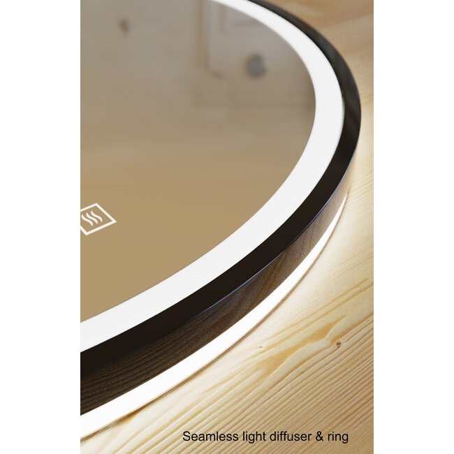 R&M Line Bathroom mirror with LED lighting 60CM  3CCT black dimmable