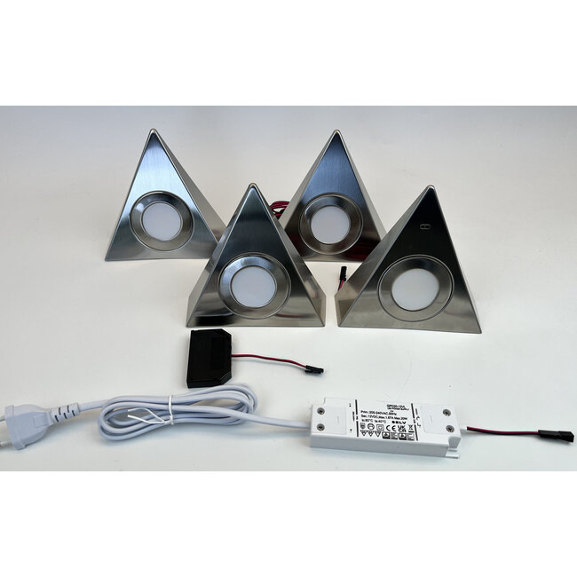 R&M Line Set of Triangular Kitchen LED Spotlights with Infrared Dimmer – Sets of 2, 3, 4 or 5 Pieces