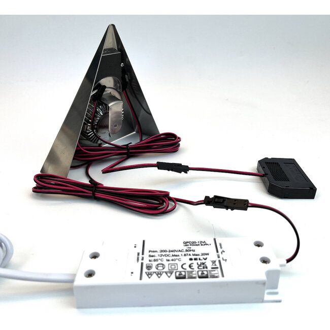 R&M Line Set of Triangular Kitchen LED Spotlights with Infrared Dimmer – Sets of 2, 3, 4 or 5 Pieces