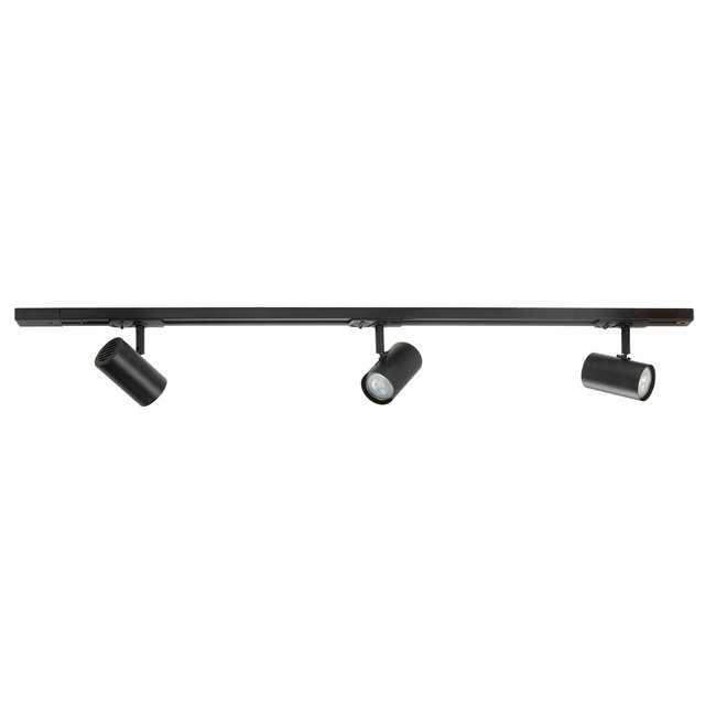 R&M Line 1-Phase Track Lighting black Set with 3 Adjustable GU10 Spotlights – Expandable, Dimmable, and Sleek Design