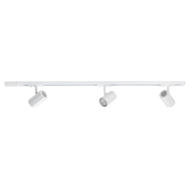R&M Line Elegant White 1-Phase Rail Lighting Set with 3 Adjustable GU10 Spotlights – Dimmable and Expandable