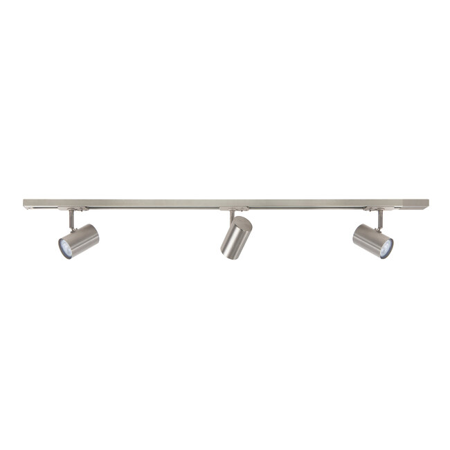 R&M Line 1-Phase Track Lighting Set in Matte Nickel Finish with 3 Adjustable GU10 Spotlights – Dimmable and Expandable