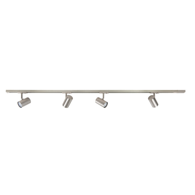 R&M Line 1-Phase Track Lighting Set in Matte Nickel Finish with 1.5m Rail and 4 Adjustable GU10 Spotlights – Dimmable and Expandable