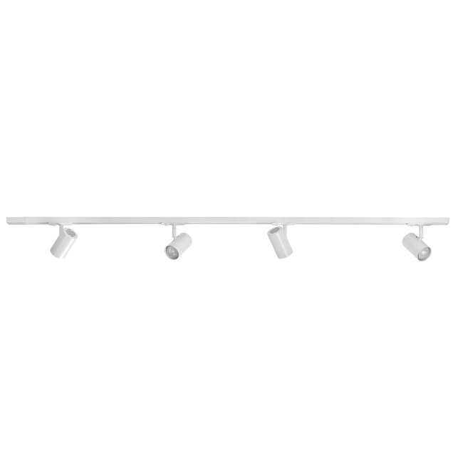 R&M Line Elegant White 1-Phase Rail Lighting Set 1.5Mwith 4 Adjustable GU10 Spotlights – Dimmable and Expandable