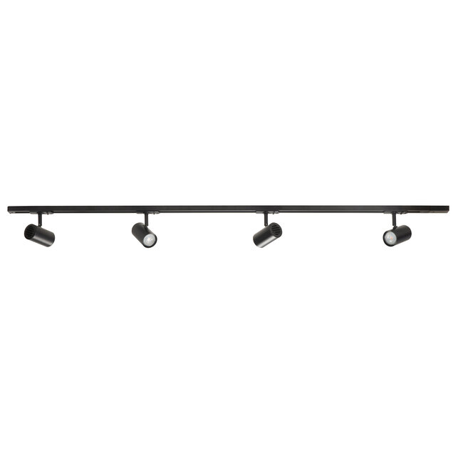 R&M Line 1-Phase Track Lighting black Set with 4 Adjustable GU10 Spotlights – Expandable, Dimmable, and Sleek Design