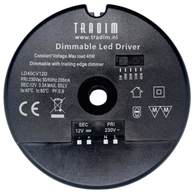Tradim LD40CV12D LED Driver | 40W – Dimmable 12V LED Driver for Halogen Replacement