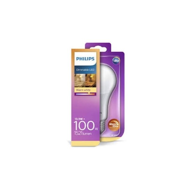 Philips LED Bulb E27 13.5W 1521lm 2700K-2200K WarmGlow - Dimmable - Replaces 100W