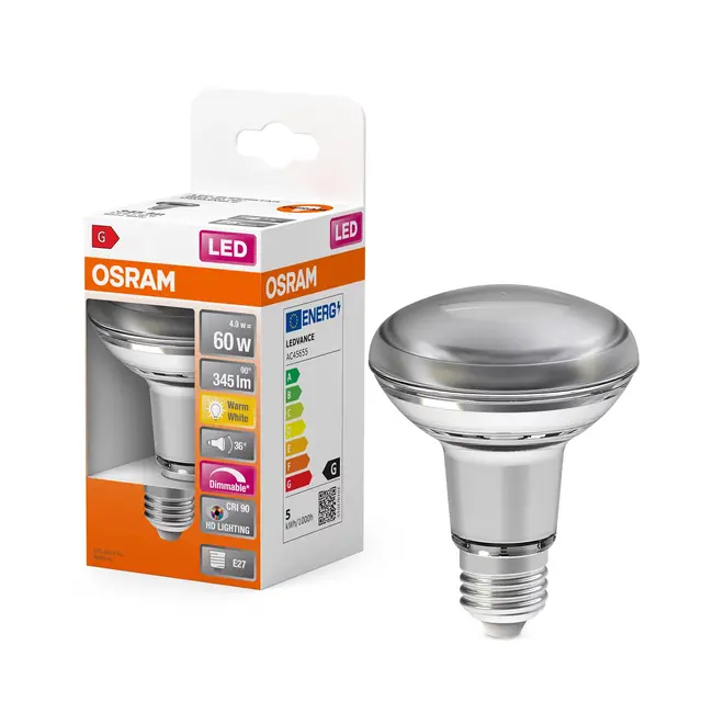 Ledvance /Osram  LED Superstar Reflector Lamp R63 E27 4.9W - Warm White 2700K - Dimmable - Replaces 60W Halogen