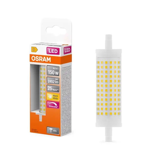 Ledvance /Osram  Osram LED R7s 18.2W 118mm - 2452lm 2700K Dimmable | Replaces 150W Halogen