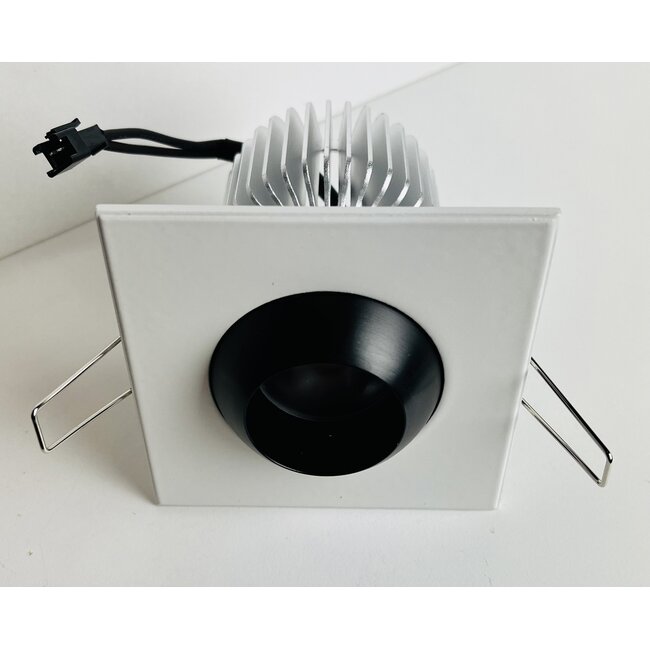 SpotLine Srl Inbouwspot Eye Q LED 10W IP54 Warm Wit 3000K vierkant wit -zwart– Dimbare design spot  met CITIZEN LED-chip