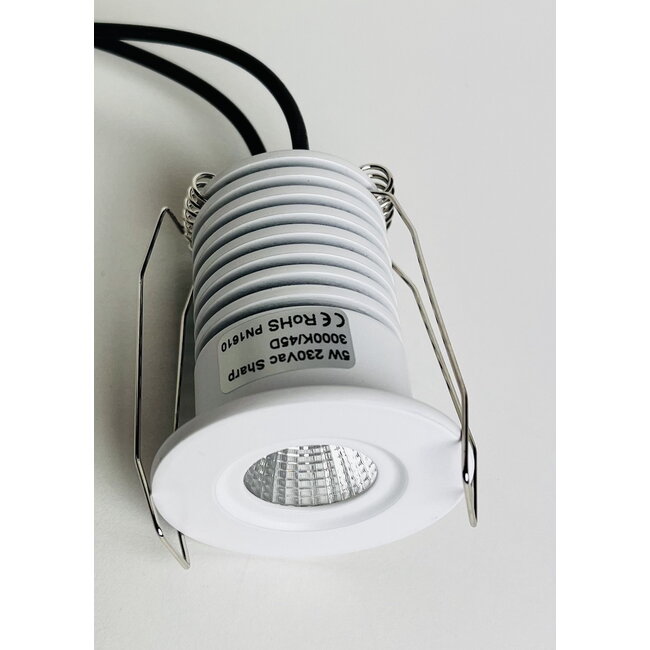 SpotLine Srl FARO Round LED Downlight 5W 3000K – 390lm – 45° Beam – Fixed – White – Ultra-compact Ø44mm