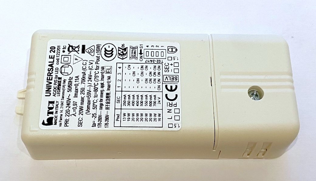Controlador LED Dimmerable TCI DC Mini Jolly 20W, 250-900mA 3-53V, 125400 2033113000054