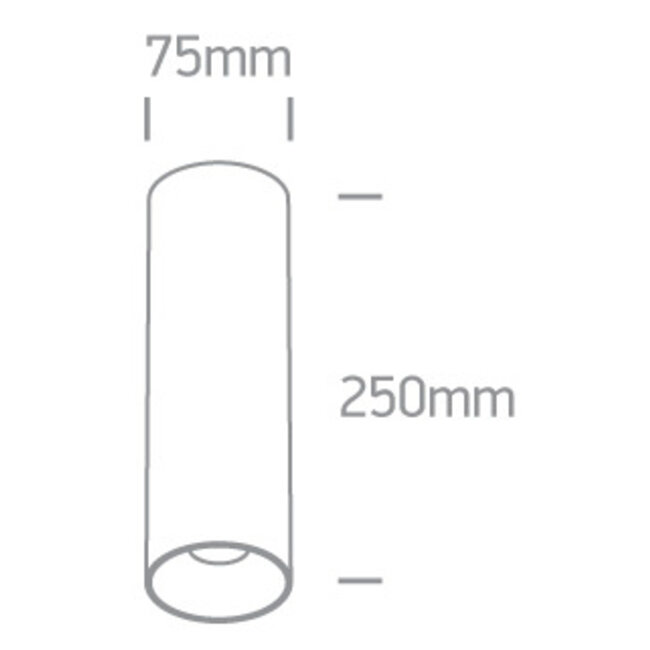 Onelight 12105MA/B Black GU10 Surface Mounted Spotlight Ø75 × 250mm with Interchangeable Reflector