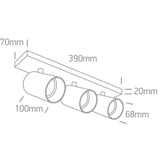Onelight Retro GU10 3-voudige opbouwspot wit/zwart | R&M Verlichting