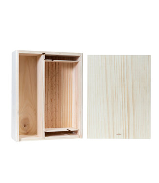 Wijnkist - voor Champagne en 2 glazen (exclusief) - schuifdeksel Wijnkist - voor Champagne en 2 glazen (exclusief) - schuifdeksel