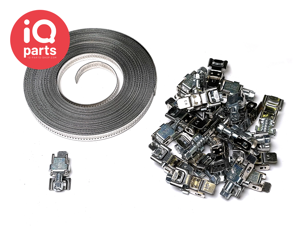 Hose Clamp  KIT - 10 mtr. band + 10 Housings - 9 mm Width W4 (AISI 304)