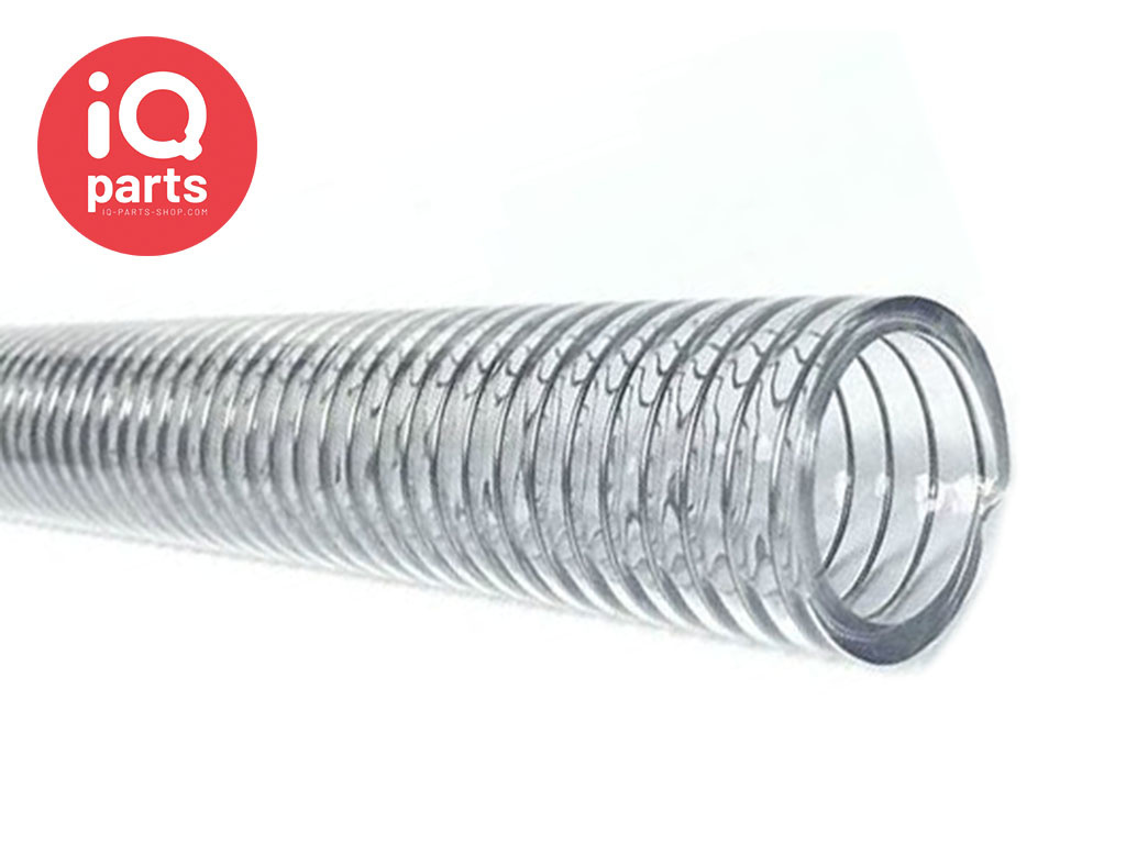 PVC Zuig-Pers-Vacuum slang met stalen spiraal per meter