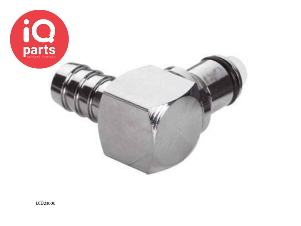 LC23006 / LCD23006 | Elbow Coupling Insert | Chrome-plated brass | Hose barb 9,5 mm (3/8")