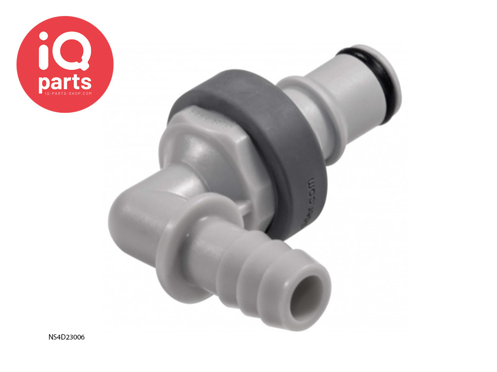 NS4D23006 | NS4 Coupling insert | Hose barb elbow 9,5 mm (3/8")