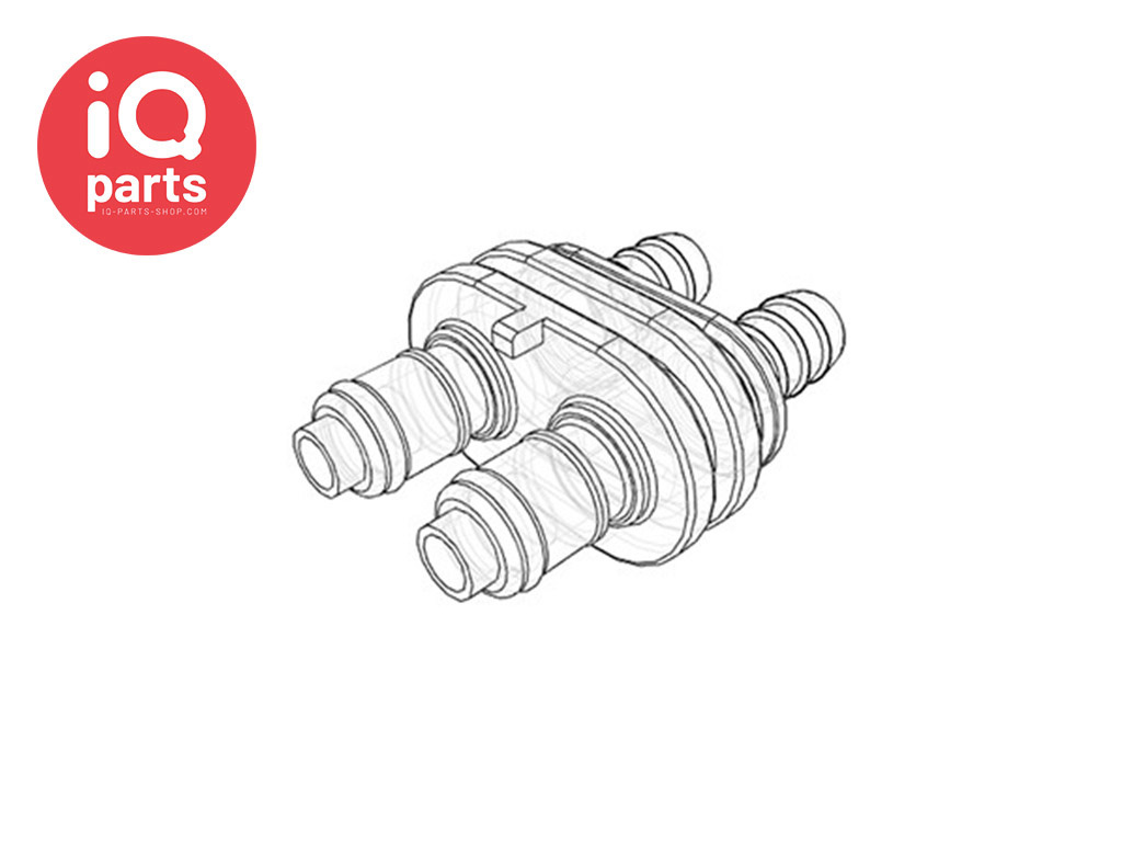 DPCD22006 | Double Coupling insert | Acetal | Dual Hose barb 6,4 - 9,5 mm (1/4" - 3/8")